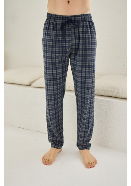Tek Alt Ekose Desenli Unisex %100 Pamuk Pantolon Eşofman Altı - Bay Pijama Altı fiyatları