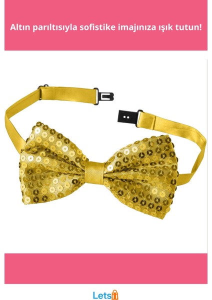 Altın Payetli Zarif Şık Papyon fiyatları