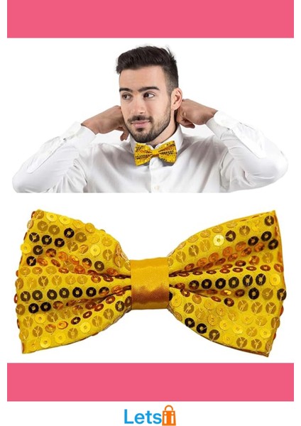 Altın Payetli Zarif Şık Papyon modelleri