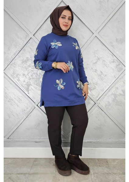 Kadın Dikme Çiçek Detaylı Tesettür Tunik fiyatları