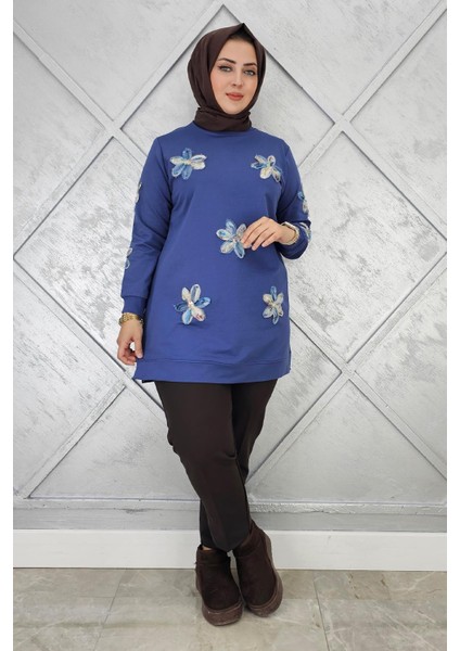 Kadın Dikme Çiçek Detaylı Tesettür Tunik modelleri