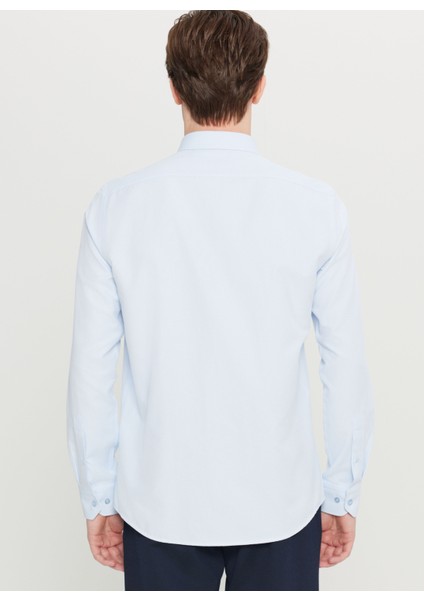 Tailored Fit Düğmeli Yaka Açık Mavi Erkek Gömlek ACE020261597_AMV indirimleri