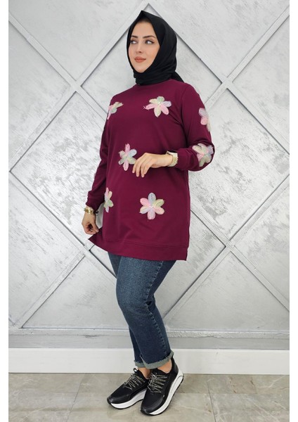 Kadın Dikme Çiçek Detaylı Tesettür Tunik fiyatları