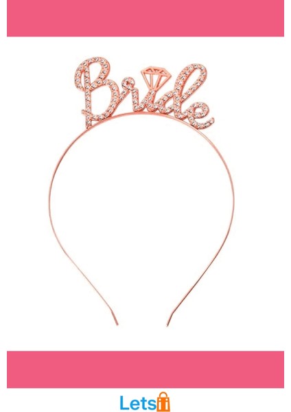 Rose Gold Renkli Taşlı Bride Gelin Tacı modelleri