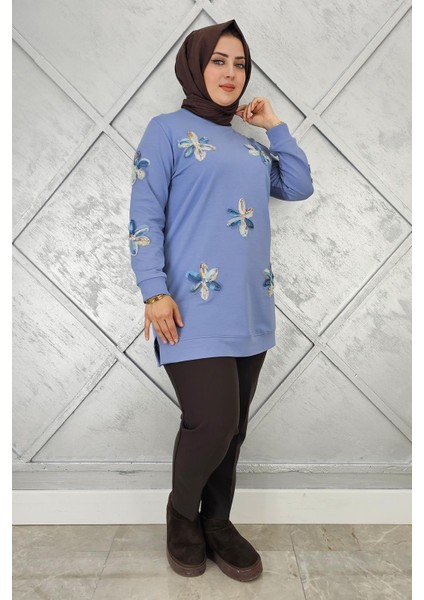 Kadın Dikme Çiçek Detaylı Tesettür Tunik fiyatları