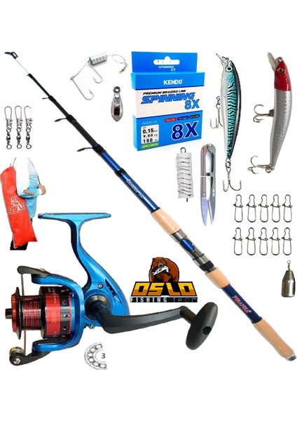 3000 210CM 50-100GR Piranha Ultimate Rapala Maket Balık Spin Olta Takımı Seti