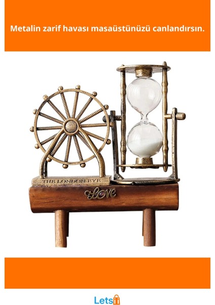 Dekoratif Dönme Dolap Biblolu Kum Saati 18X15 cm Ahşap Metal Şıklığında fiyatları