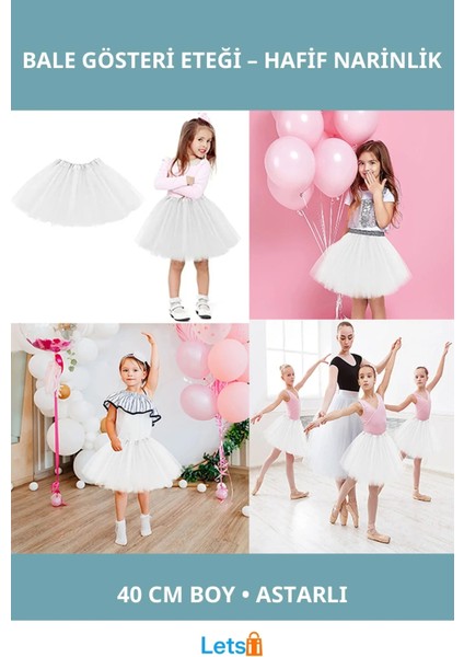 Beyaz Tül Bale Gösteri Eteği 40 cm Lastikli Çocuklar Için