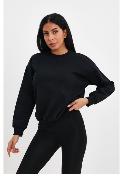 Kadın Şardonlu Oversıze Sıfır Yaka Sweat modelleri