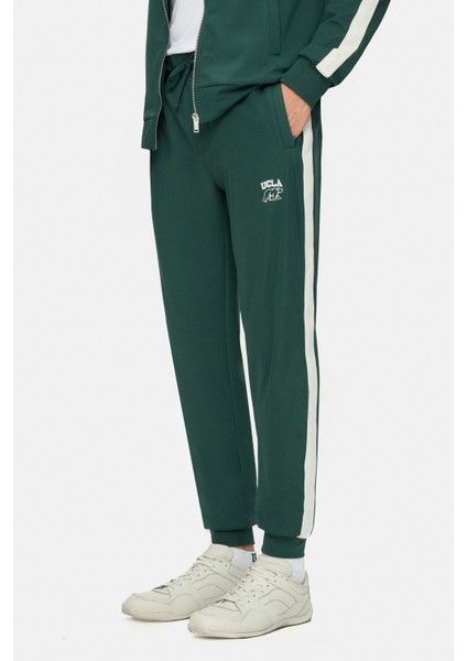 SALVADOR Koyu Yeşil Daralan Kesim Paçası Lastikli Baskılı Standard Fit Erkek Eşofman Altı fiyatları