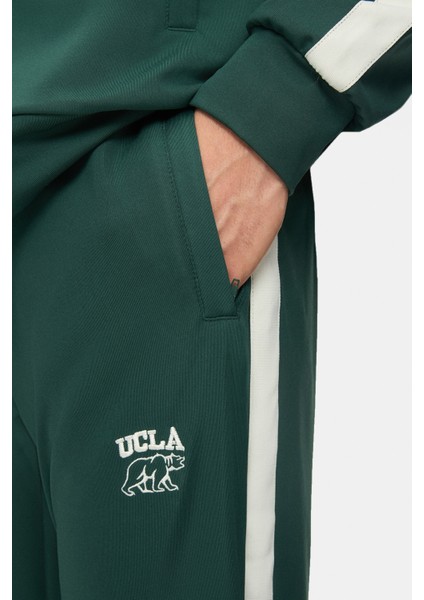 SALVADOR Koyu Yeşil Daralan Kesim Paçası Lastikli Baskılı Standard Fit Erkek Eşofman Altı fırsatları