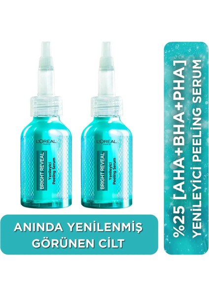 bright reveal yenileyici peeling serum 25% [aha + bha + pha] 25ml 2 adet fiyatları