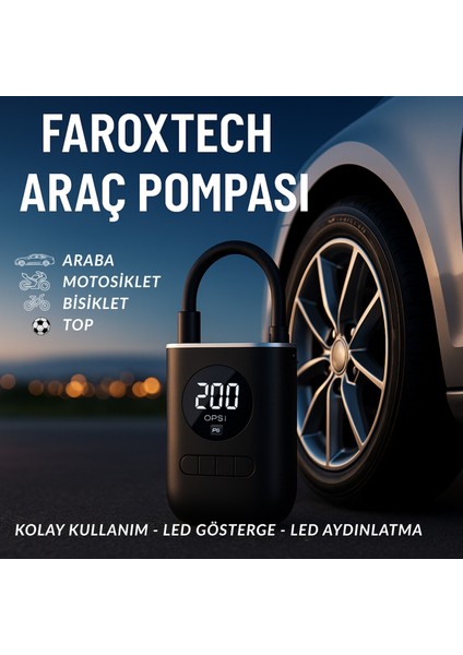 150PSI Dijital Taşınabilir Araç - Motosiklet - Bisiklet Pompası | LED Ekranlı, Hızlı Şişirme fırsatları