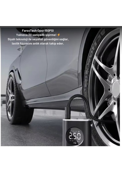 150PSI Dijital Taşınabilir Araç - Motosiklet - Bisiklet Pompası | LED Ekranlı, Hızlı Şişirme indirimleri
