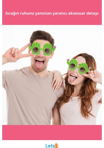 Kaktüs Temalı Canlı Renkli Hawaii Yaz Partisi Gözlüğü fiyatları