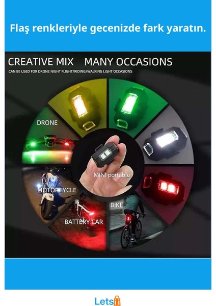 7 Renkli Flaşör LED Ikaz Lambası Motosiklet ve Bisiklet Için fiyatları