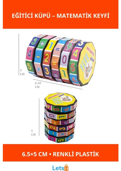 Matematik Eğitici Küp Renkli Eğlenceli Öğrenme Aracı
