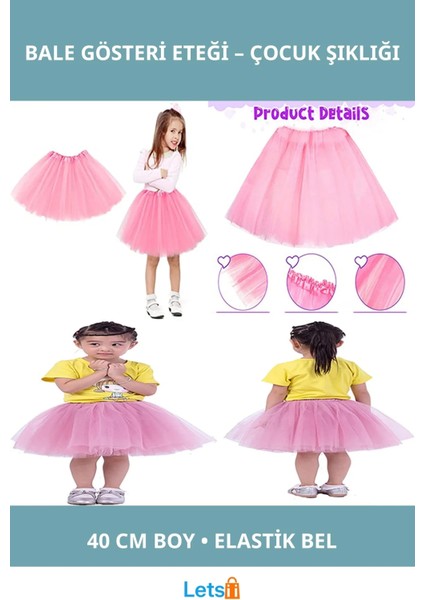 Kaliteli Tül Tütü Pembe Bale Gösteri Eteği 40CM Çocuk Boy