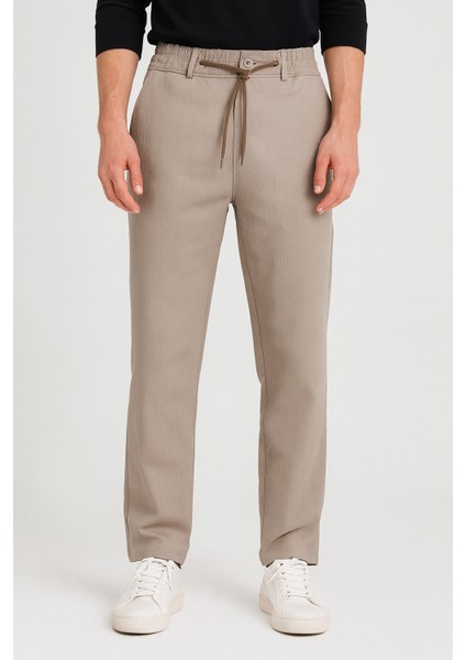 Ipli Keten Görünümlü Pantolon Likralı Slim