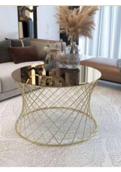 Anatol Orta Sehpa Gold Ayak Siyah Cam