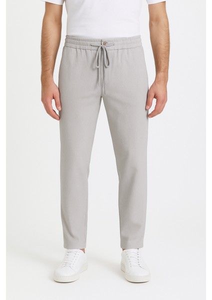 Ipli Keten Görünümlü Pantolon Likralı Slim