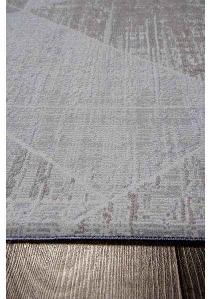 Gri Bej Polyester Halı Antibakteriyel Tozumaz Saçaklı Salon Oturma Çocuk Odası Yolluk Makine