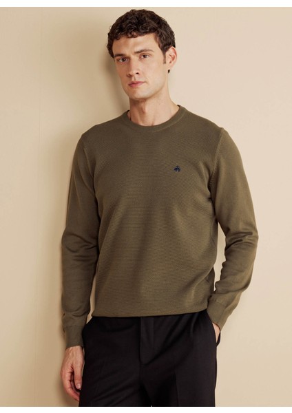 Bisiklet Yaka Standart Haki Erkek Kazak BBFW25MKL001 fiyatları