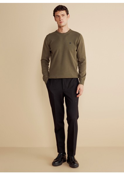 Bisiklet Yaka Standart Haki Erkek Kazak BBFW25MKL001 modelleri