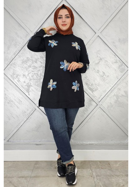 Kadın Dikme Çiçek Detaylı Tesettür Tunik fiyatları