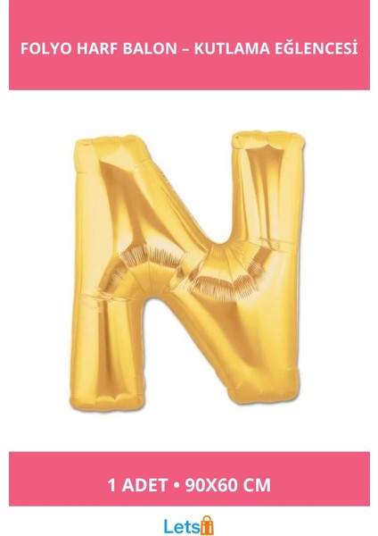 Altın Sarısı Folyo Harf Balon 90 cm Uçan Balon