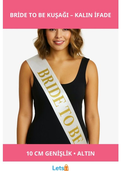 Beyaz Saten Üzerine Kalın Altın Bride To Be Kuşağı