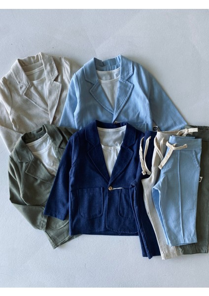 Erkek Bebek %100 Keten Kumaş Takım Elbise, 3'lü Takım_RG327 fırsatları