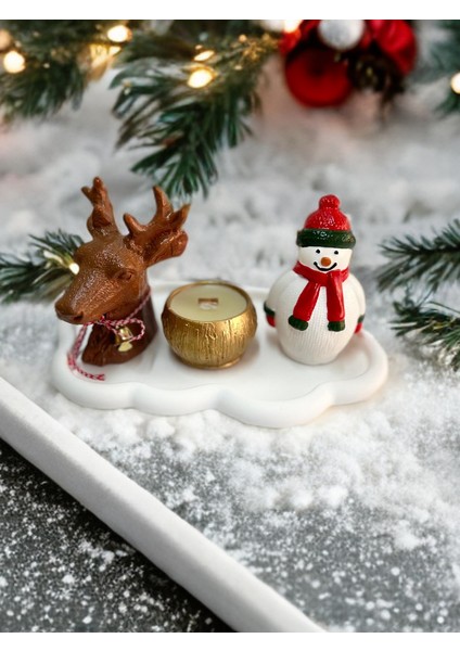 CB01 Dekoratif Mumluk, Obje Geyik ve Kardan Adam Obje