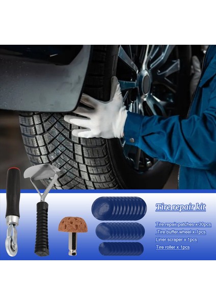 Lastik Yama Makinası Kiti Lastik Yama Silindiri/ Lastik Onarımı Bu Parlatma Tekerleği/ Lastik Iç Astar Sıyırıcı/ 30 Pcs Yamaları (32/42/58MM) (Yurt Dışından) fırsatları