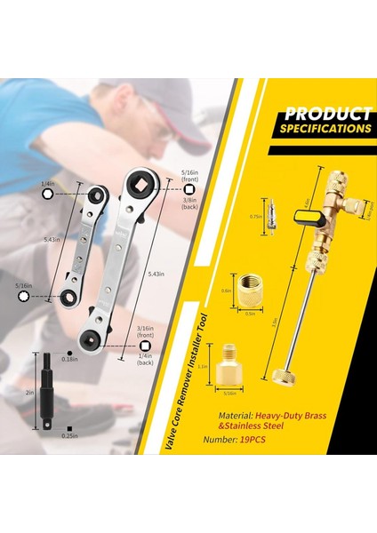 Çift Boyutlu Sae 1/4 ve 5/16 Bağlantı Noktalı Valf Çekirdek Sökücü Aracı Conta ve 3pcs Pirinç Fındık ile 10 Adet Valf Çekirdekleri (Yurt Dışından) fiyatları