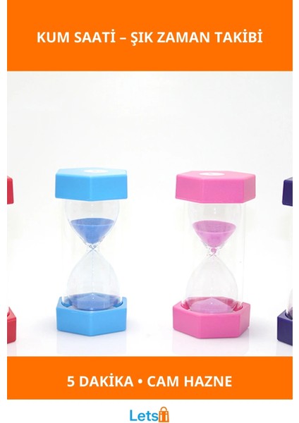 5 Dakikalık Renkli Kum Saati Estetik Ofis ve Ev Dekoru