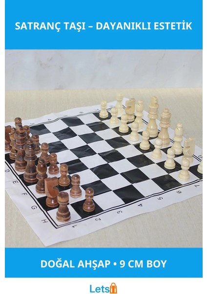 Ahşap Satranç Taşı 9 cm Ergonomik ve Şık Oyun Taşı