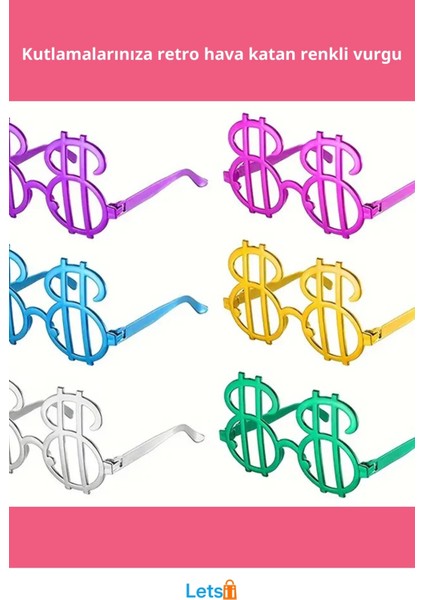 Dolar Şekilli Metalize Parti Gözlüğü 6 Adet Eğlenceli Aksesuarlardır fiyatları