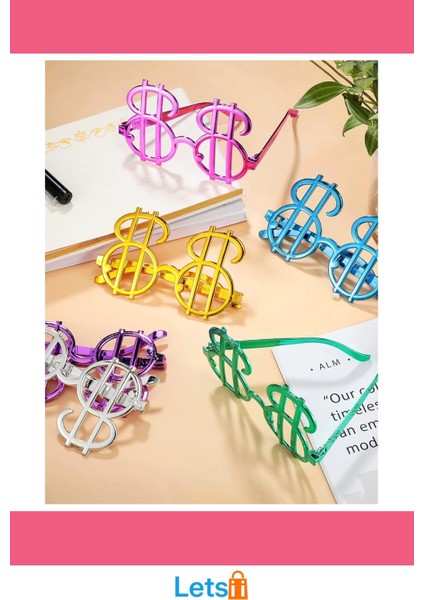 Dolar Şekilli Metalize Parti Gözlüğü 6 Adet Eğlenceli Aksesuarlardır modelleri