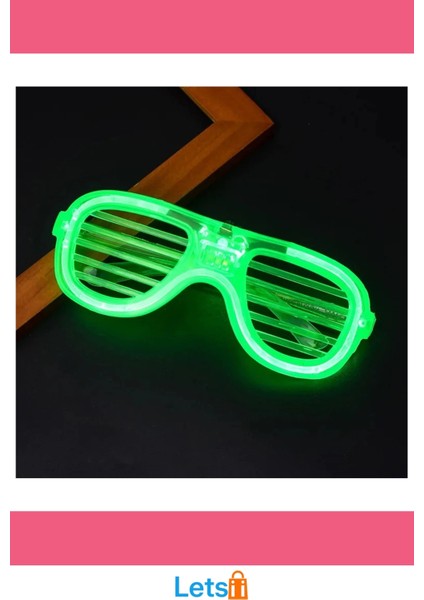 Yeşil Neon LED Işıklı Parti Gözlüğü 3 Modlu Eğlence Aksesuarı fırsatları