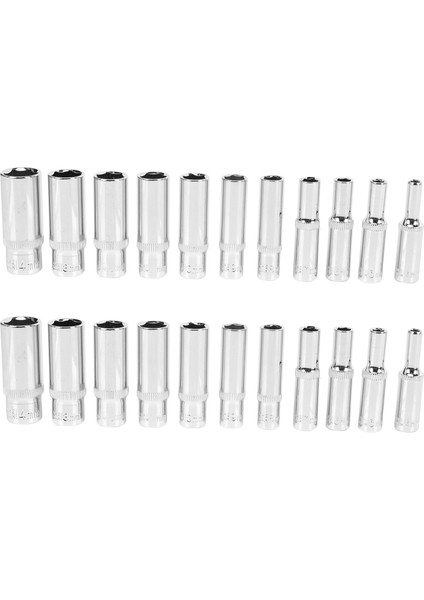 22 Adet 1/4 Inç Sürücü Derin Soket Seti Crv El Aletleri 6 Nokta Uzunluğunda Hex Onarım Aracı (Yurt Dışından)