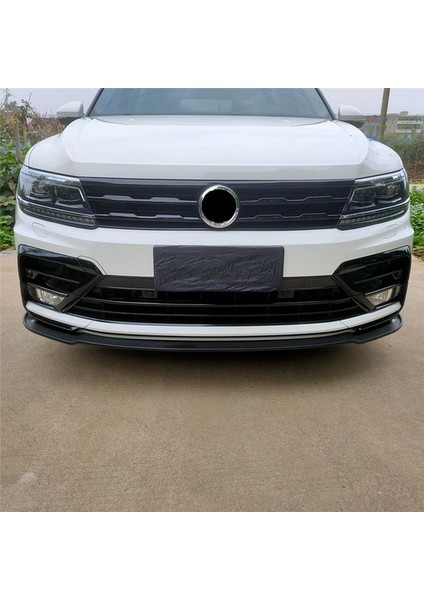 Araba Parlak Siyah Ön Merkez Izgara Izgara Kalıp Şeritleri Vw Tiguan Rline 2017-2021 Için Sis Işık Kapağı Döşeme (Yurt Dışından)