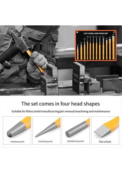 12 Parçalı Zımba Seti Duvar Kepçesi Düz Silindir Yumruk Seti (Yurt Dışından) fırsatları