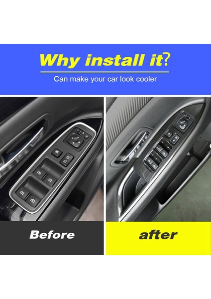 Pencere Düğmesi Kapak Giyim Önleyici Parçalar Iç Trim Stil Koruma Araç Aksesuarları Mitsubishi Outlander 2016-2019 (Yurt Dışından) fırsatları