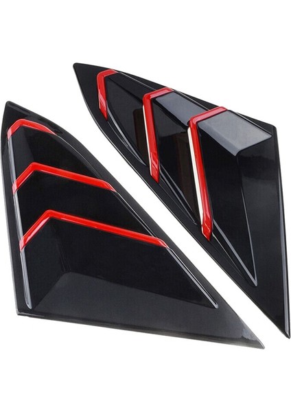 Honda Civic Için 2016-2021 Sedan Arka Yan Havalandırma Çeyrek Pencere Kansana Kapak Üçgen Pencere Trim Parlak Siyah Kırmızı (Yurt Dışından)