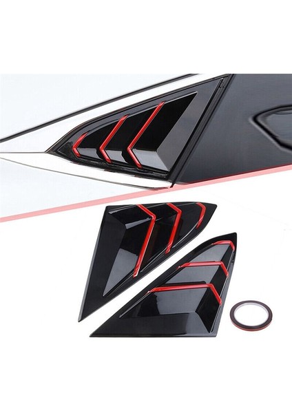 Honda Civic Için 2016-2021 Sedan Arka Yan Havalandırma Çeyrek Pencere Kansana Kapak Üçgen Pencere Trim Parlak Siyah Kırmızı (Yurt Dışından) fiyatları