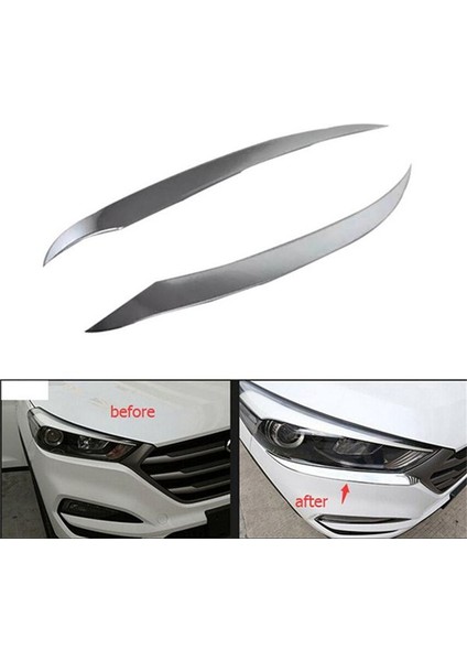 2pcs Araba Krom Ön Kaplama Far Kapağı Baş Kafa Işık Lambası Göz Kapağı Kaş Timi Hyundai Tucson 2016 2017 2018 (Yurt Dışından) fiyatları