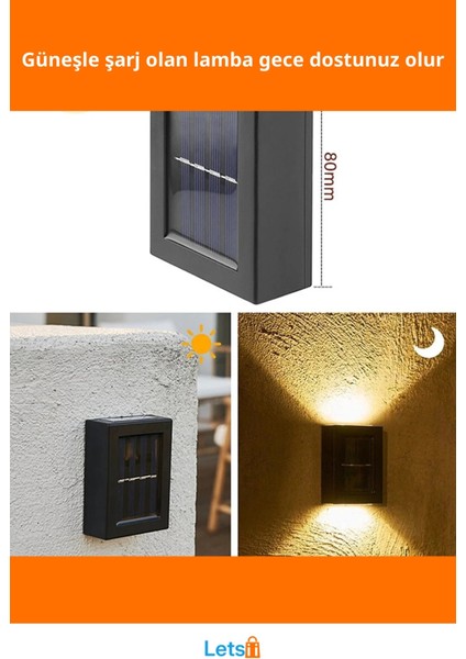 Güneş Enerjili Su Geçirmez Çift Taraflı Duvar Aydınlatma Lamba fiyatları