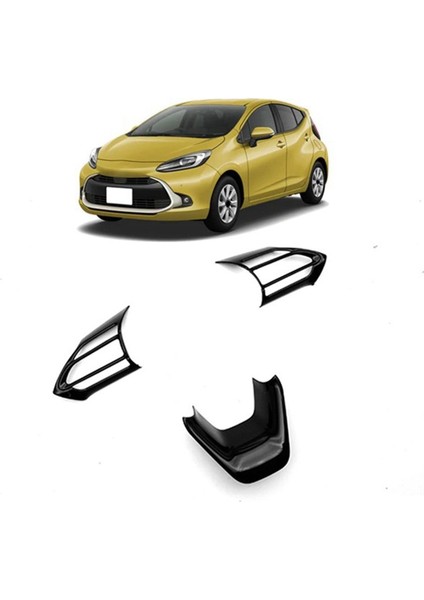 Toyota Aqua/prius C 2020 2021 Araba Parlak Siyah Araba Iç Direksiyon Simidi Kapağı Trim Kalıpları Araç Stil (Yurt Dışından) indirimleri