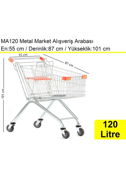 MA120 Metal Market Alışveriş Arabası 120 Litre